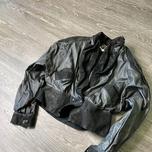 Black leather cropped jacket
